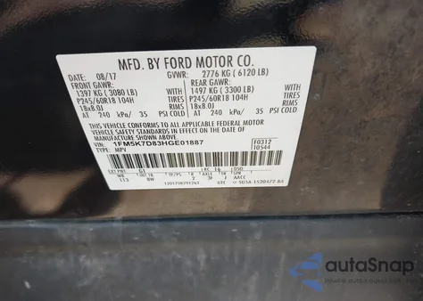 2017 Ford Explorer Xlt из США, поврежденный, VIN 1FM5K7D83HGE01887